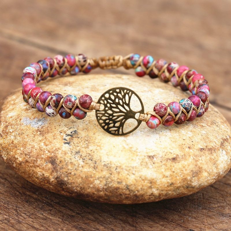 Joli bracelet pour femme pierre naturelle arbre de vie