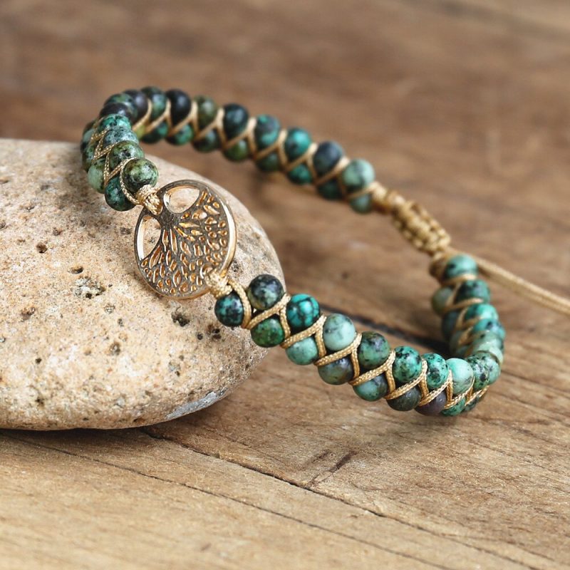 bracelet bien etre pierre naturelle arbre de vie