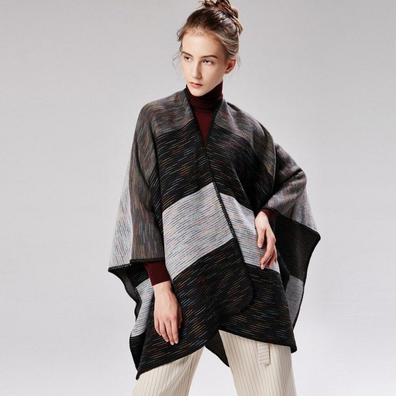 cape poncho femme gris 837