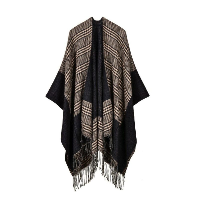poncho a frange beige 184
