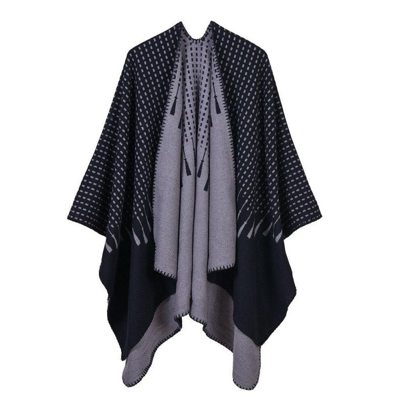 poncho cape femme gris fonce 346