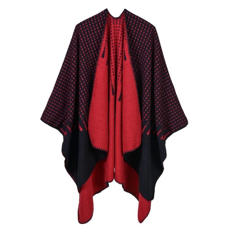poncho cape femme rouge 160