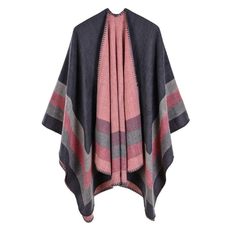 poncho cape hiver femme gris 764