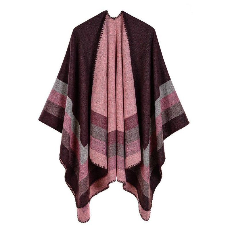 poncho cape hiver femme marron 267