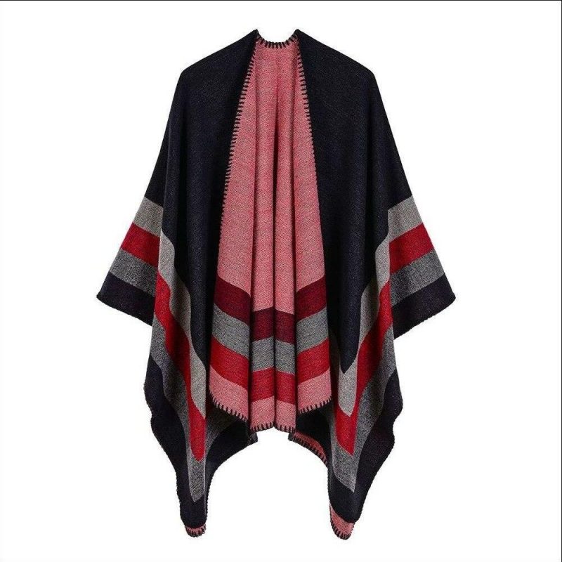 poncho cape hiver femme noir 279