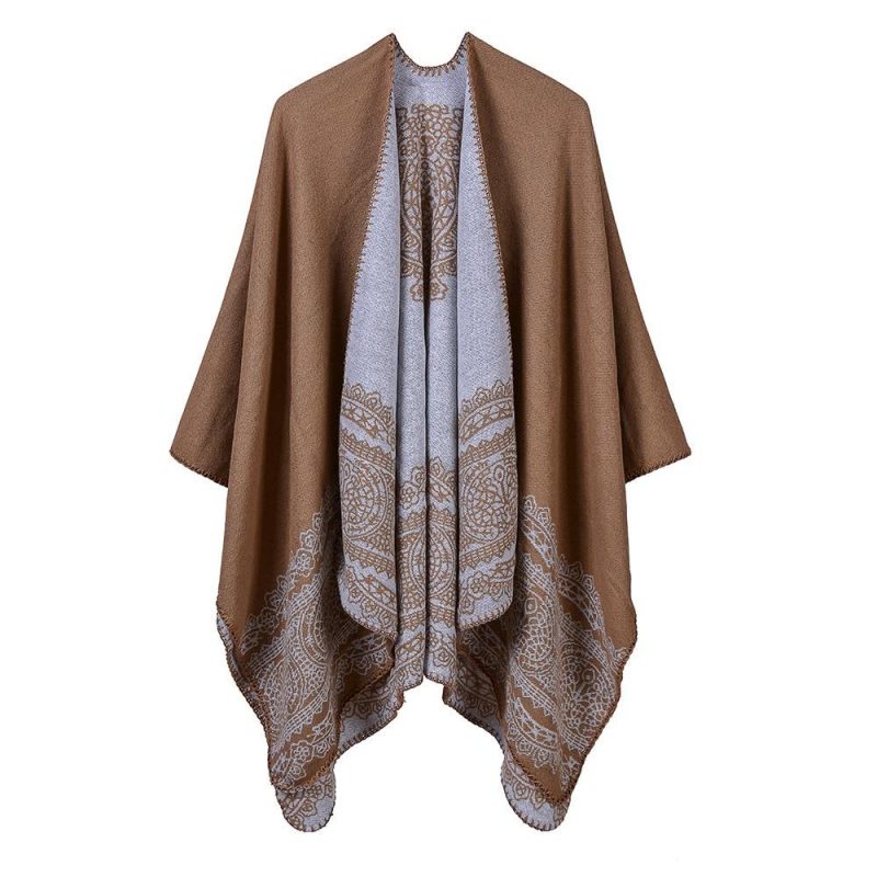 poncho chale femme camel 620