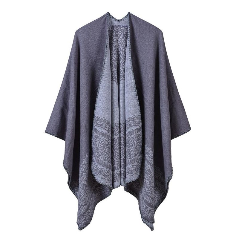 poncho chale femme gris 546