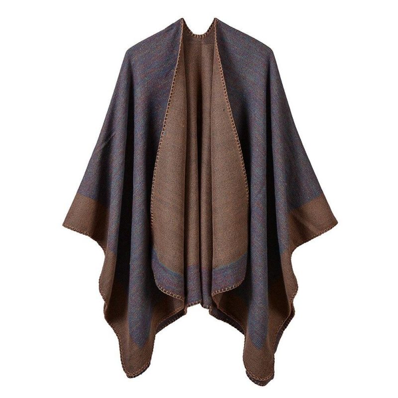 poncho chaud femme beige 654