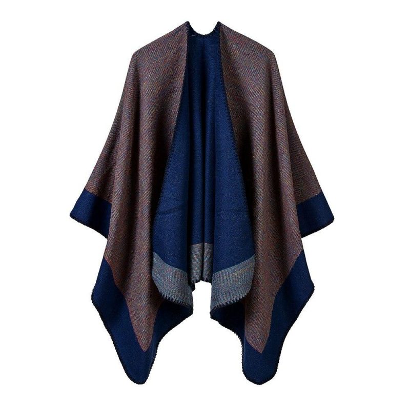 poncho chaud femme bleu 533
