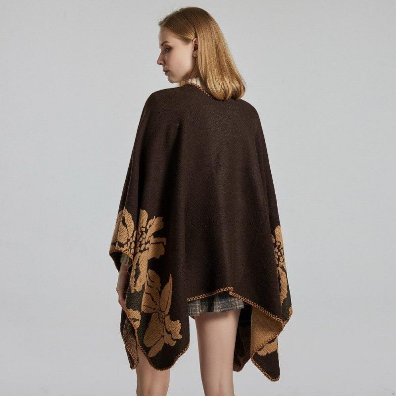 poncho chaud hiver fleur 232