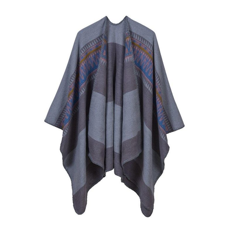poncho chaud hiver gris 452