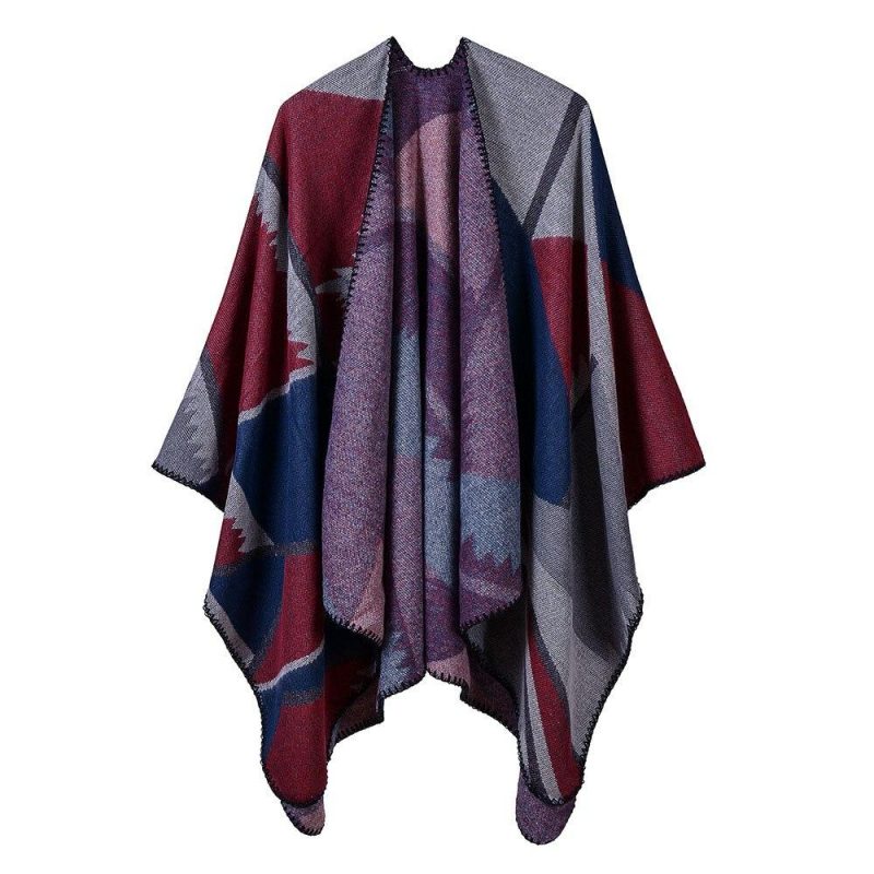 poncho femme artistique bordeaux 347