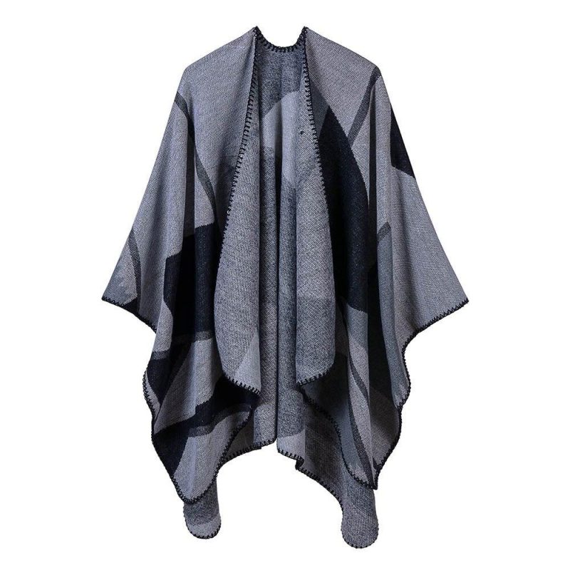 poncho femme artistique gris 962
