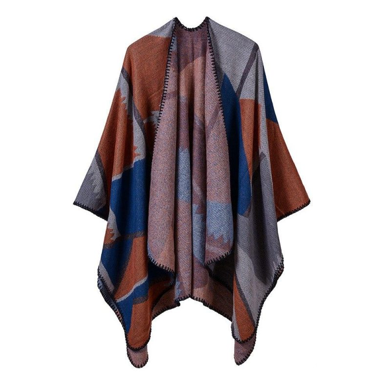 poncho femme artistique orange 169