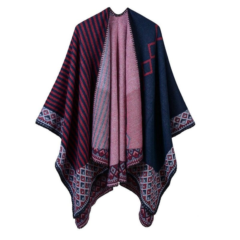 poncho femme asymetrique bleu 725
