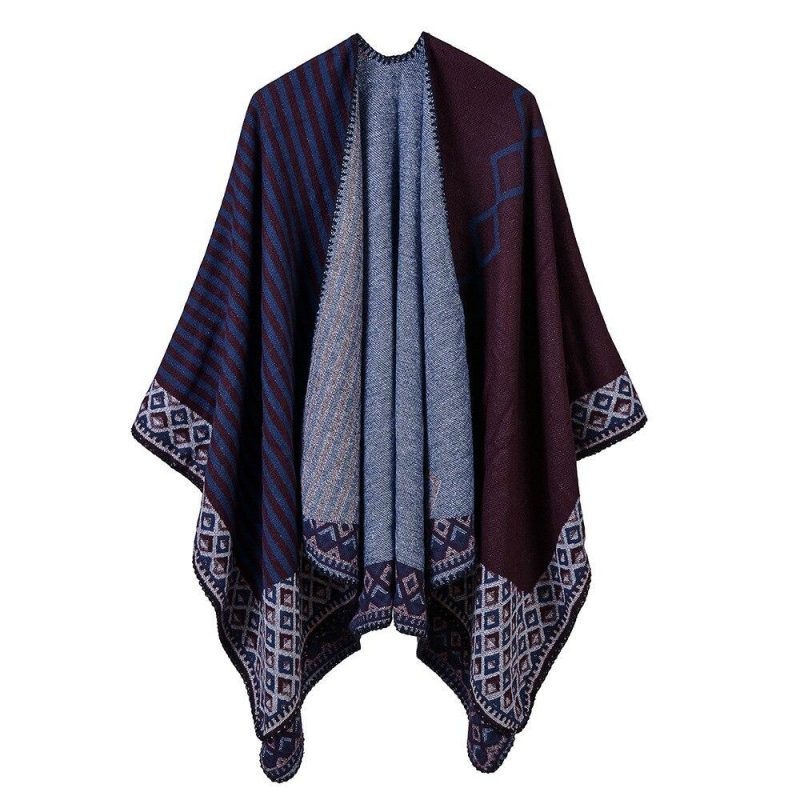 poncho femme asymetrique bordeaux 263