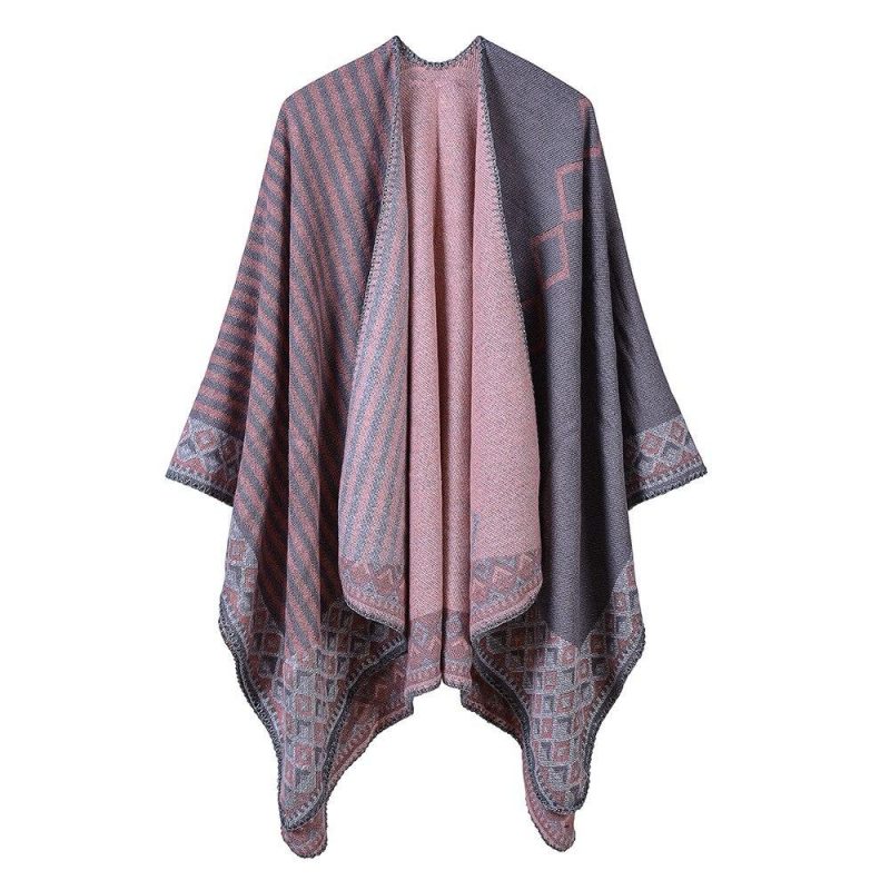 poncho femme asymetrique gris 935