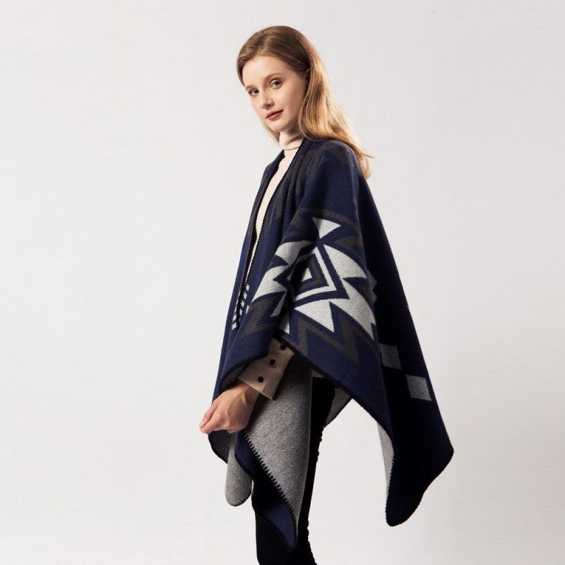 poncho femme bleu marine bleu marine 179