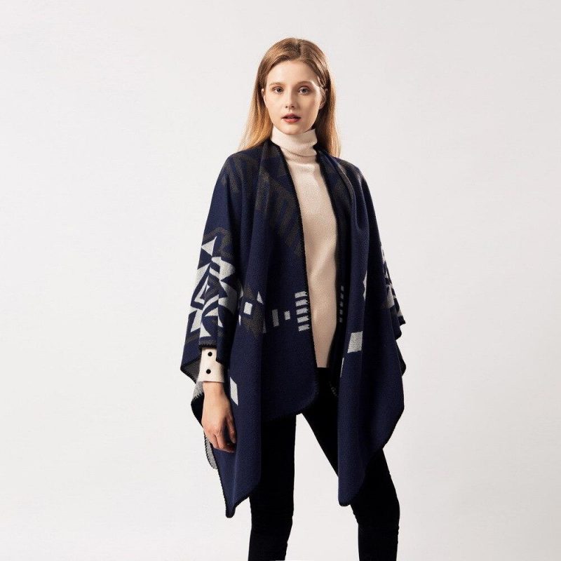 poncho femme bleu marine bleu marine 568