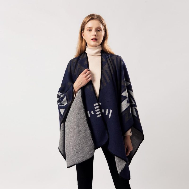 poncho femme bleu marine bleu marine 646