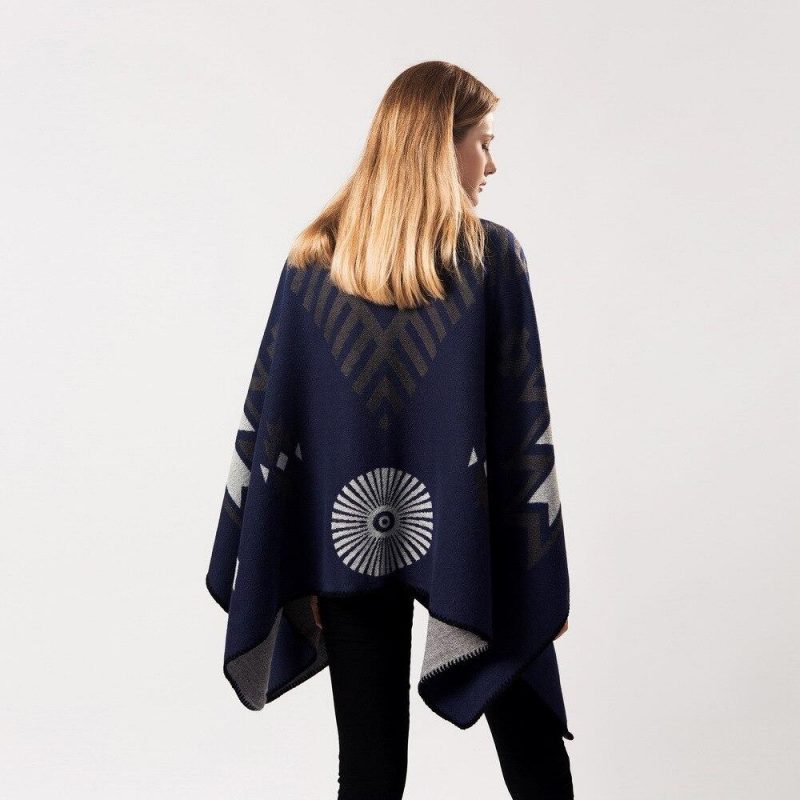 poncho femme bleu marine bleu marine 891