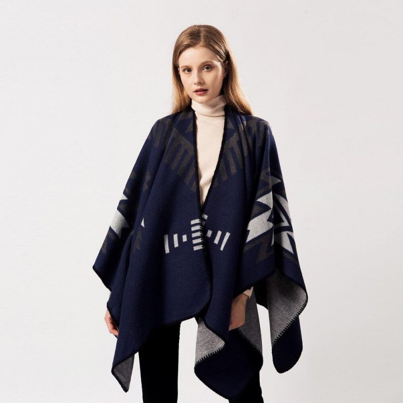 poncho femme bleu marine bleu marine 939