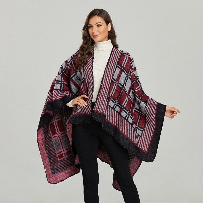 poncho femme bordeaux bordeaux 294