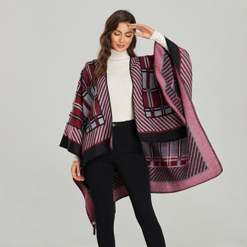 poncho femme bordeaux bordeaux 494