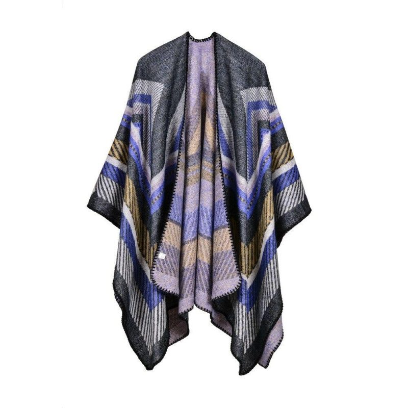 poncho femme cape bleu 523