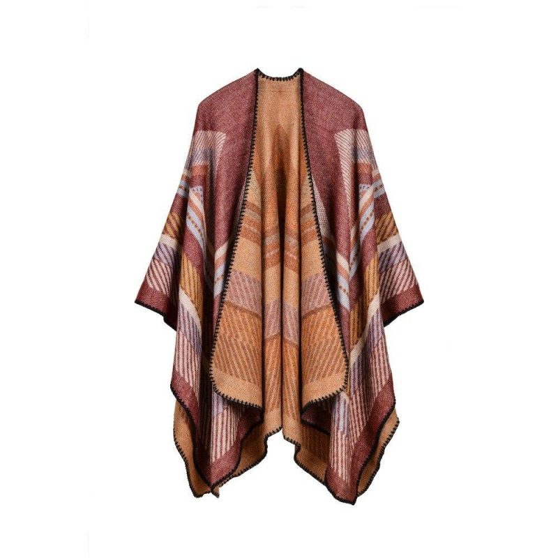 poncho femme cape orange 162
