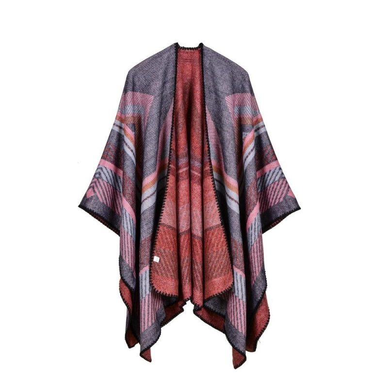 poncho femme cape rouge 733
