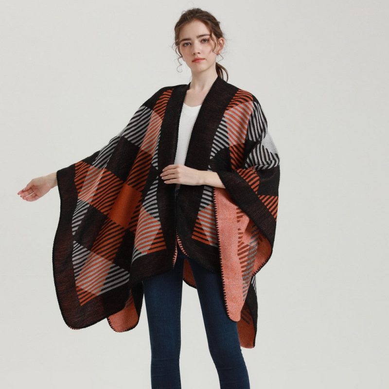 poncho femme carreaux 765