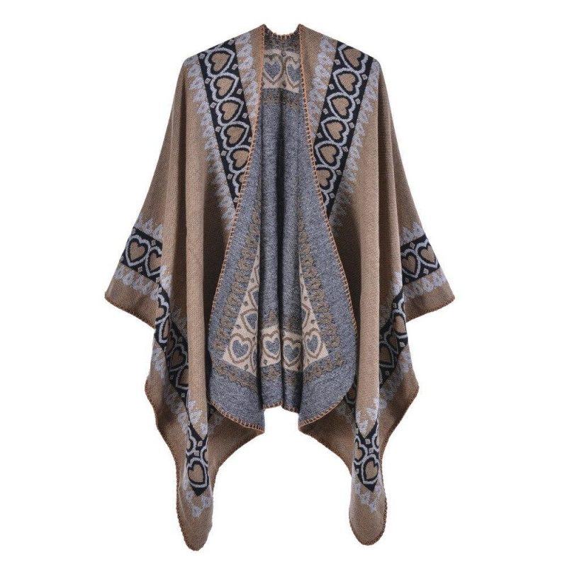 poncho femme coeur beige 618