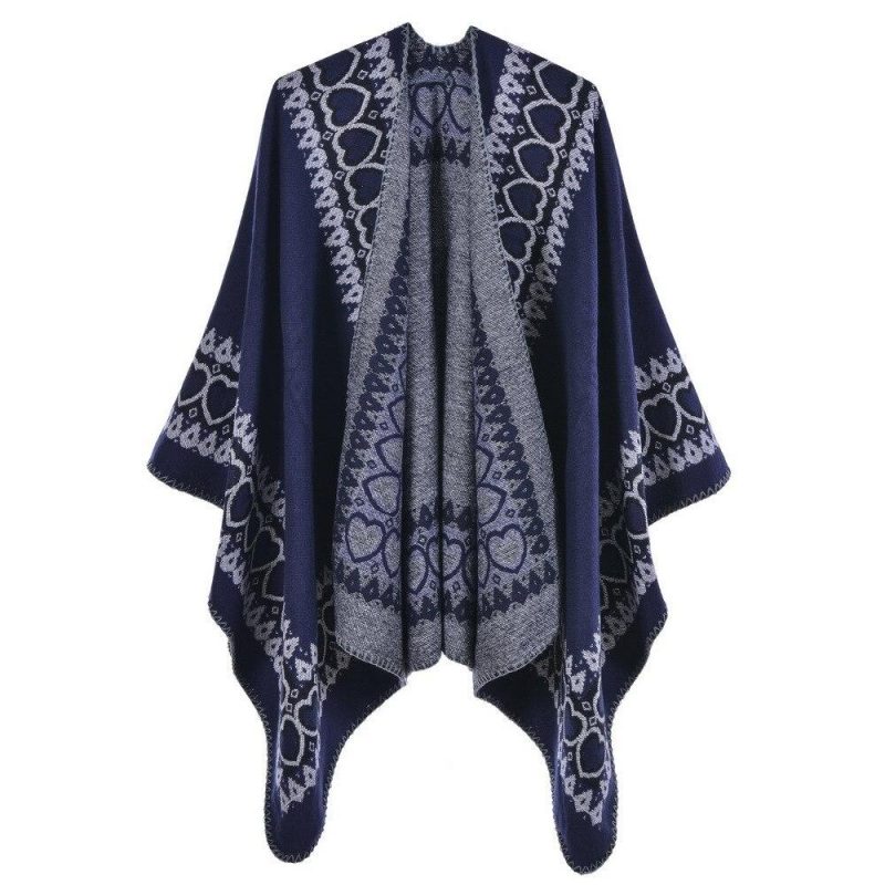 poncho femme coeur bleu 662