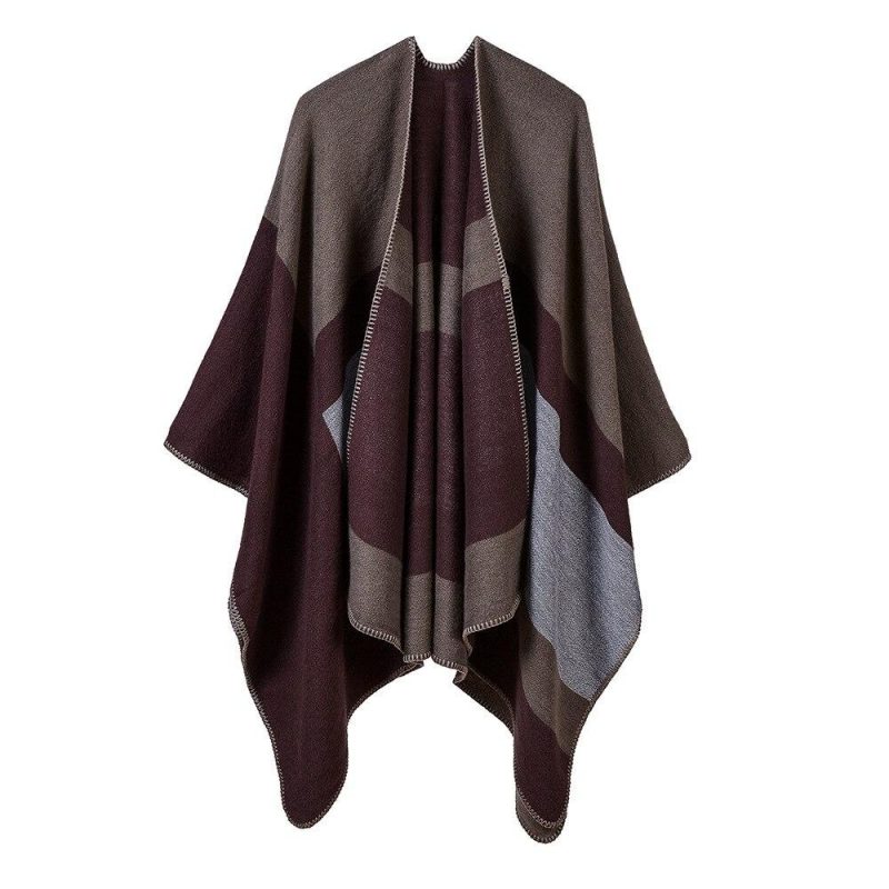 poncho femme contemporain marron 283