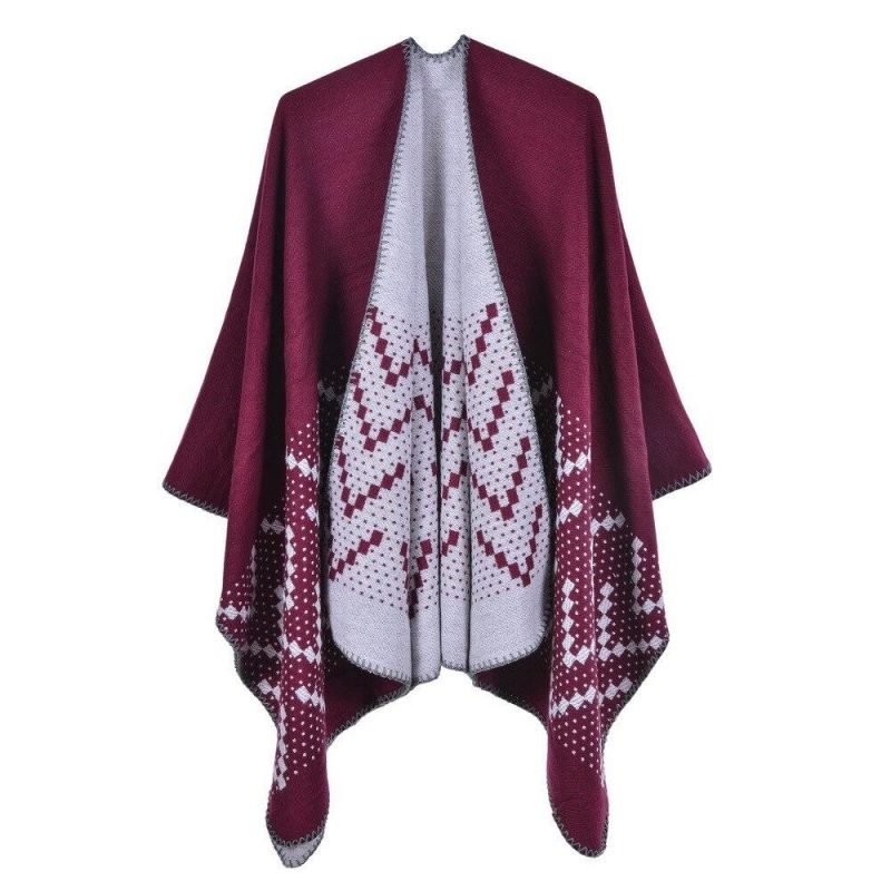 poncho femme elegance bordeaux 181