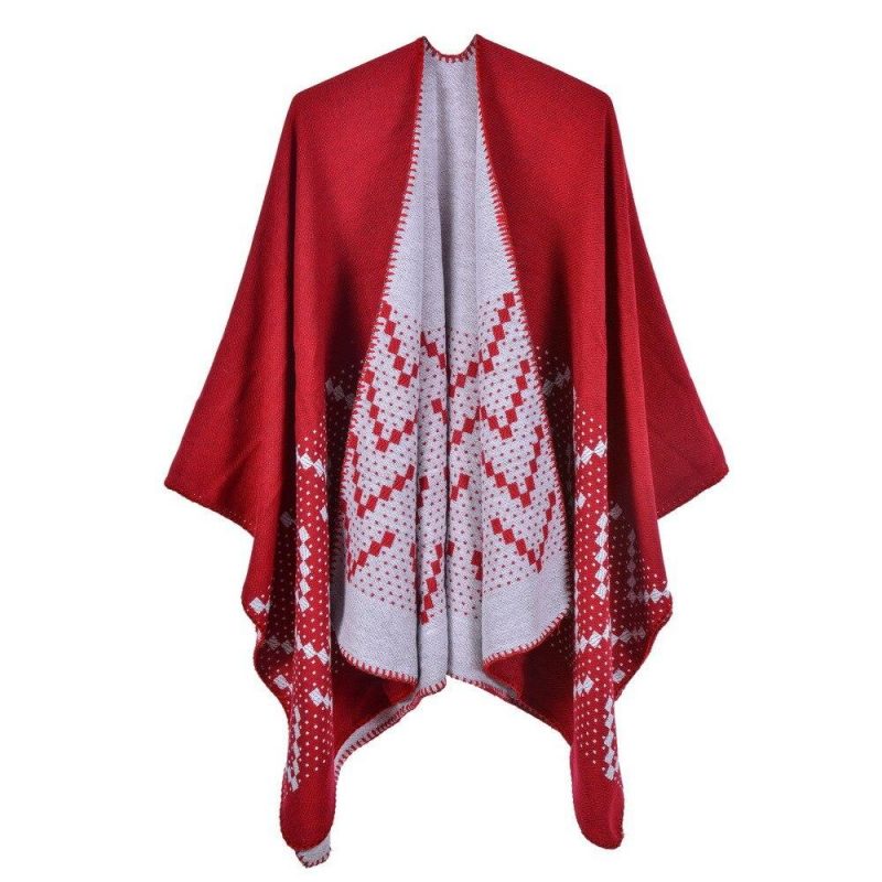 poncho femme elegance rouge 797