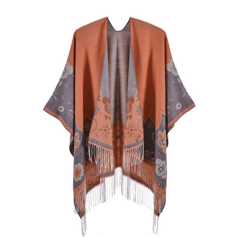 poncho femme fleur franges 4 432
