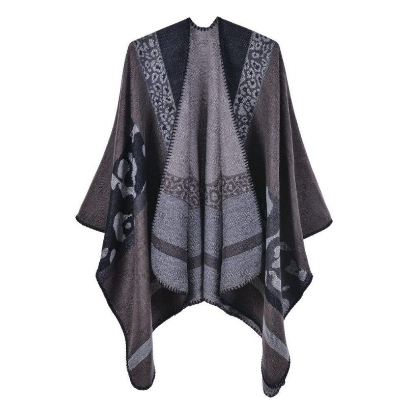 poncho femme fleur oxalis gris fonce 627