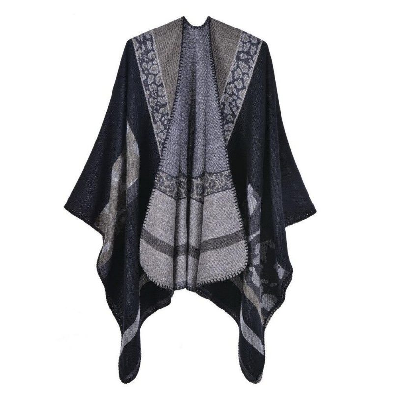 poncho femme fleur oxalis noir 235
