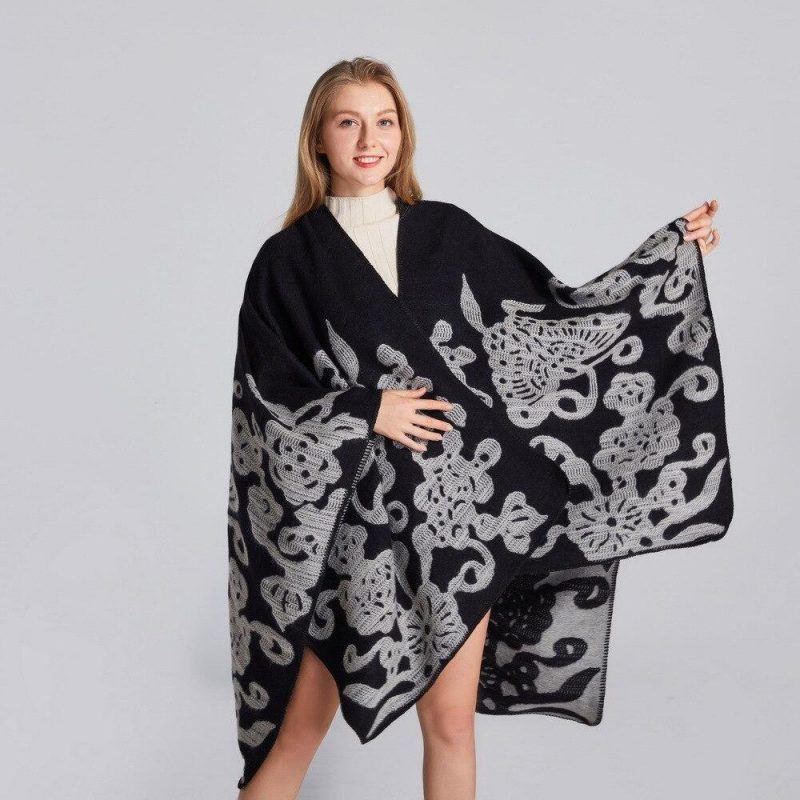 poncho femme fleur papillon 741