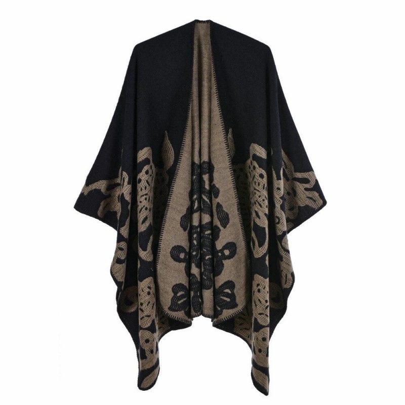 poncho femme fleur papillon beige 261