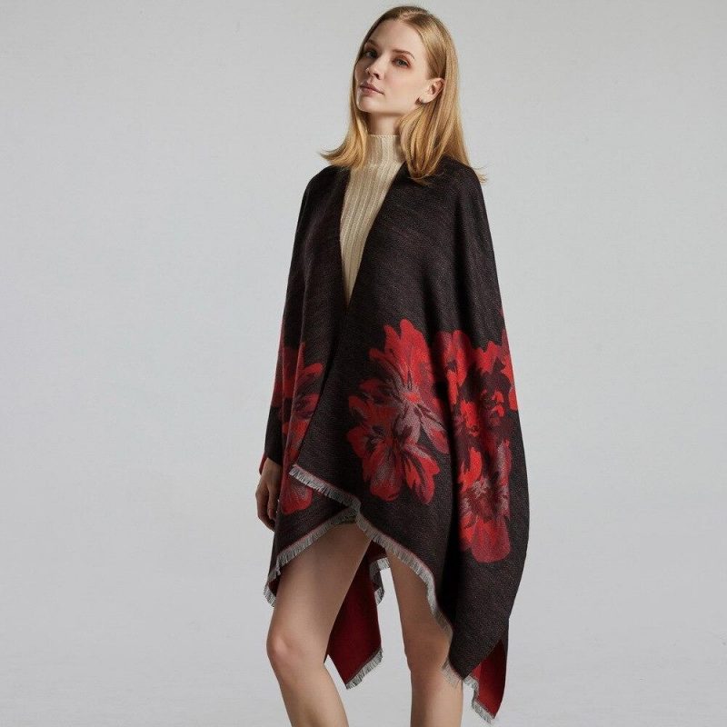 poncho femme fleurs 270