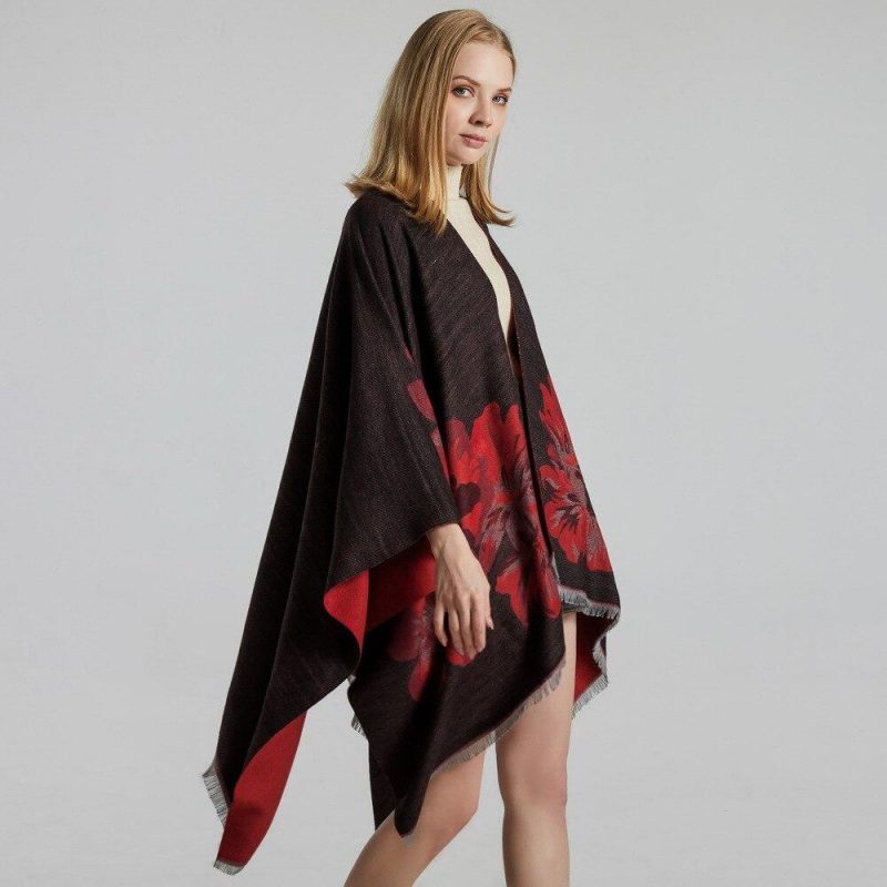 poncho femme fleurs 319