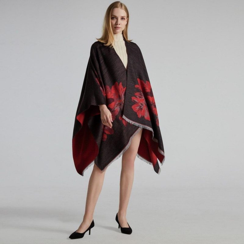 poncho femme fleurs 455