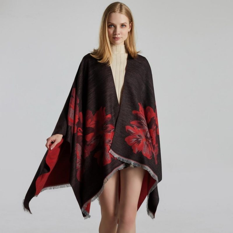 poncho femme fleurs 795