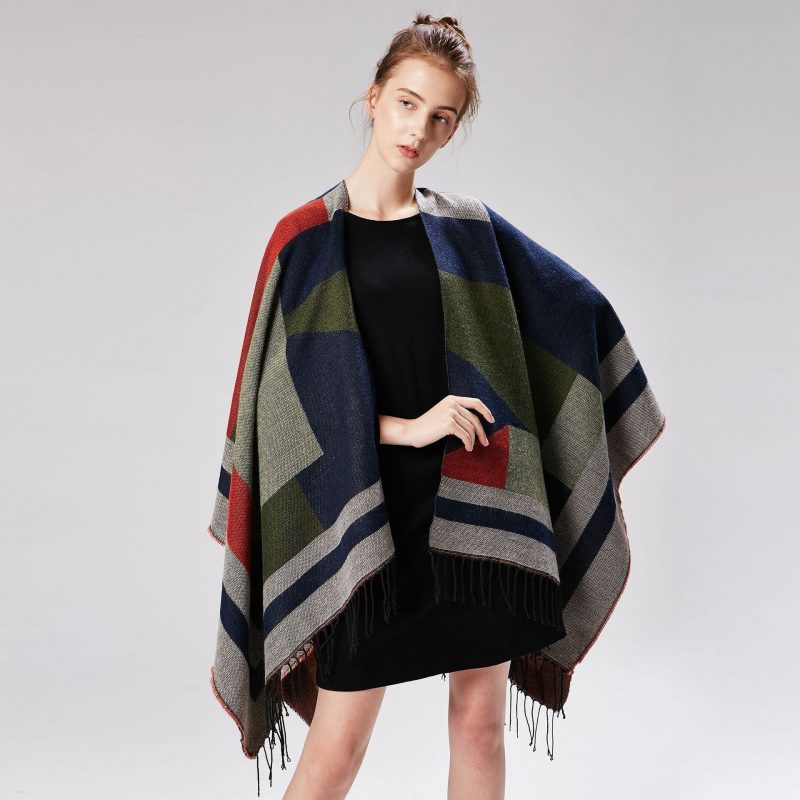 poncho femme frange 281