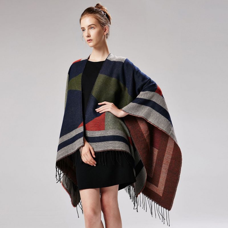 poncho femme frange 658