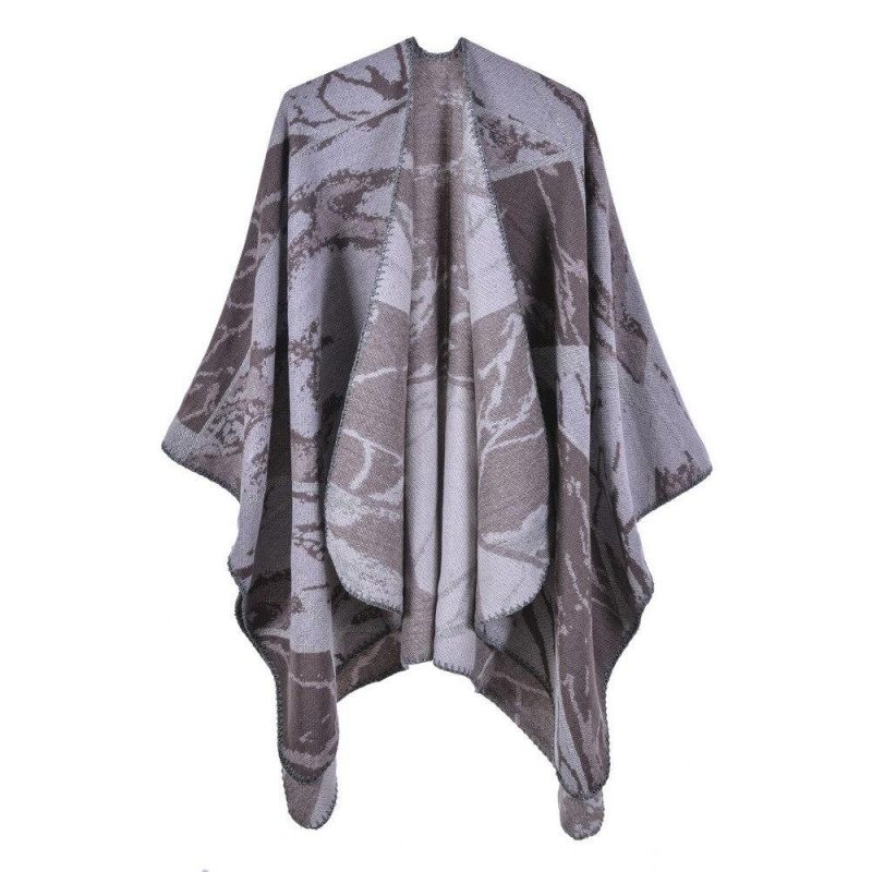 poncho femme geometrique gris 372