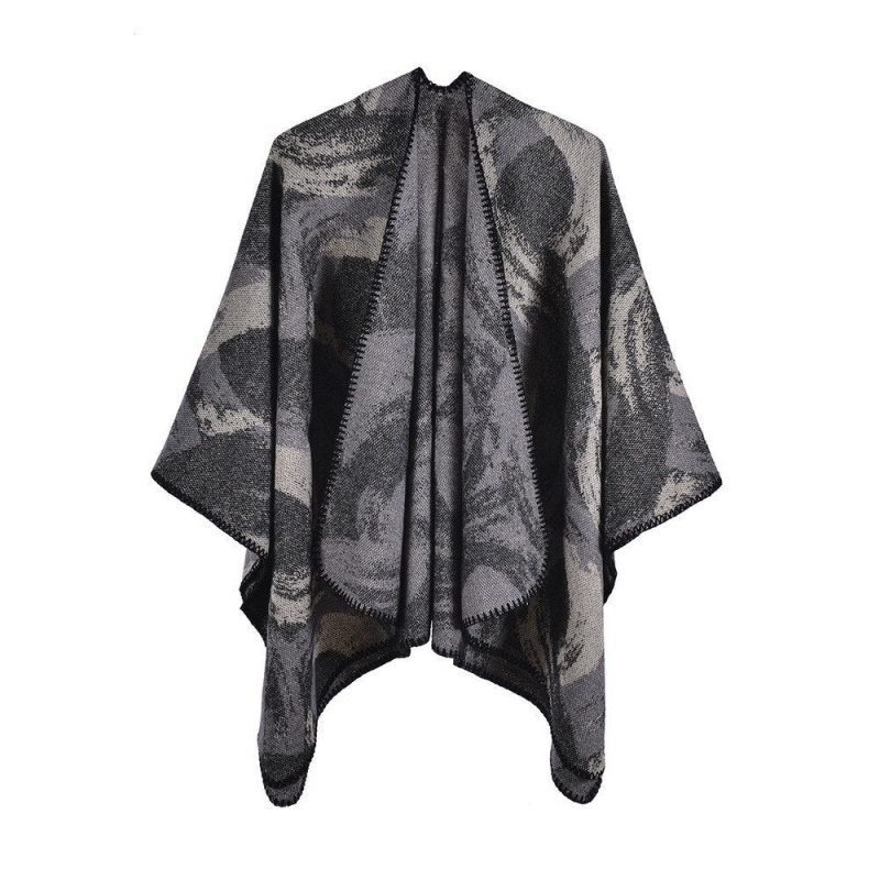 poncho femme hiver elegant gris 357